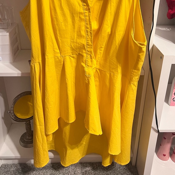 ASHLEY STEWART yellow button up sleeveless high low top plus size 3x -4x - Picture 6 of 7